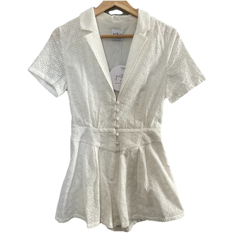 NWT Princess Polly White Eyelet Short Sleeve Romper